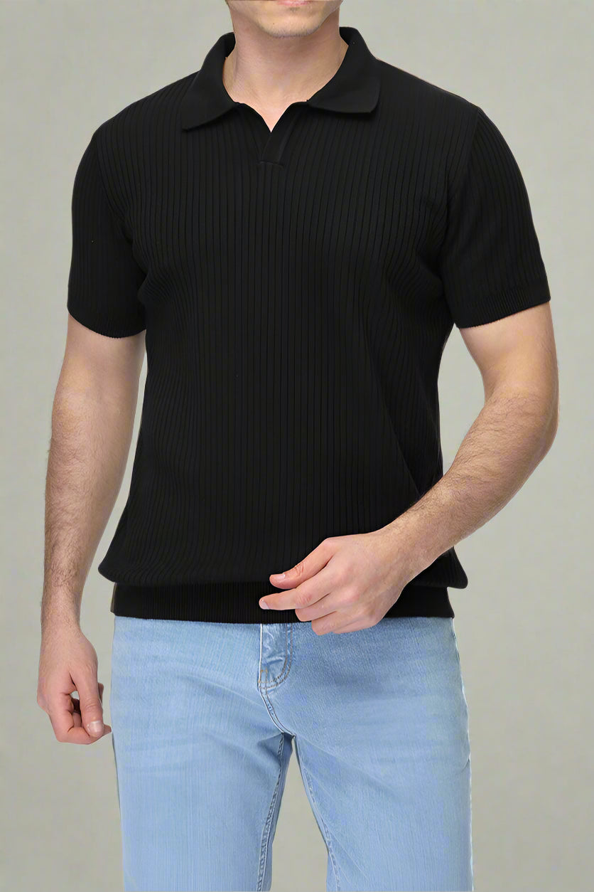 Black Knitted Polo