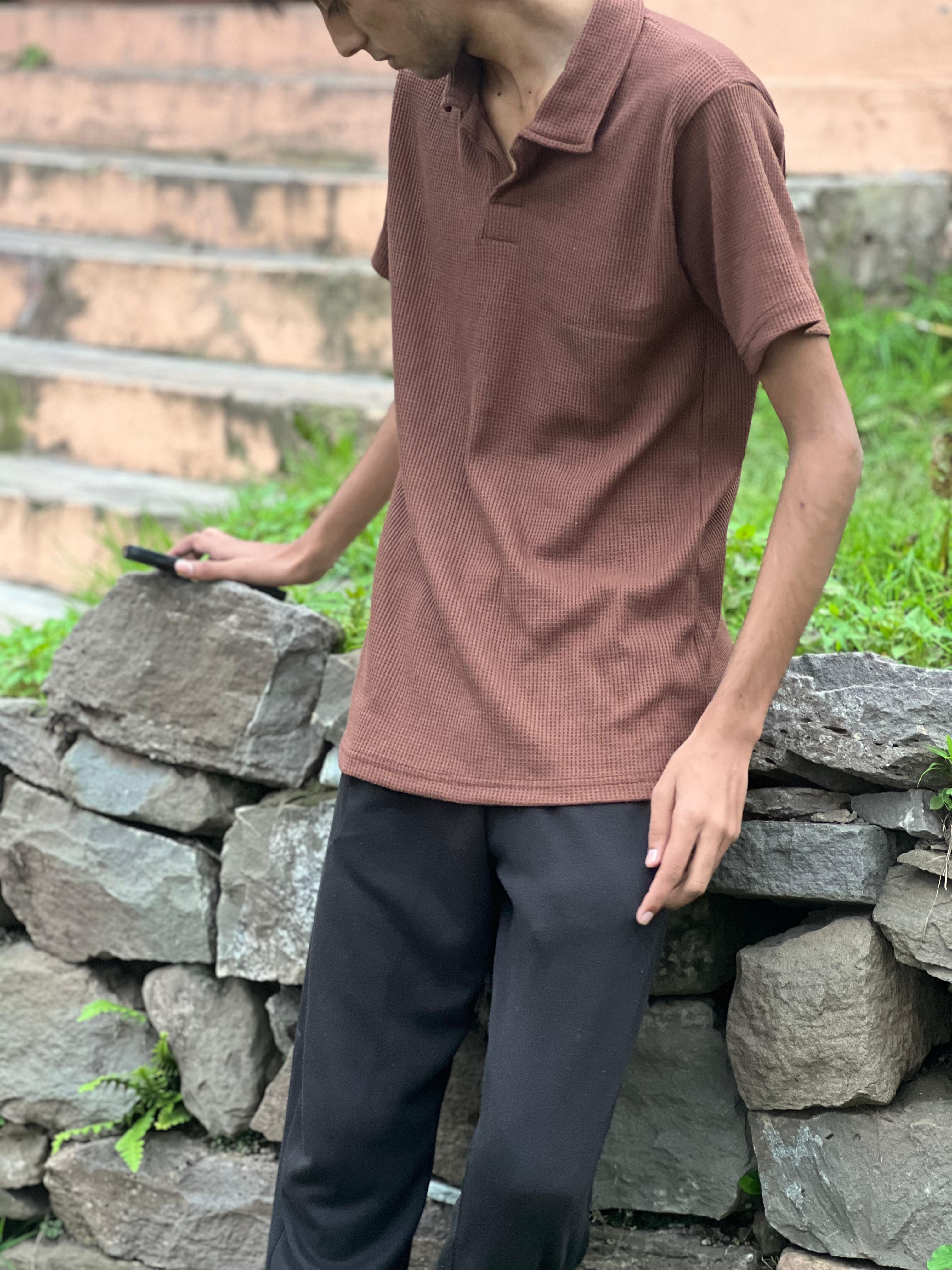 Tan Knitted Polo